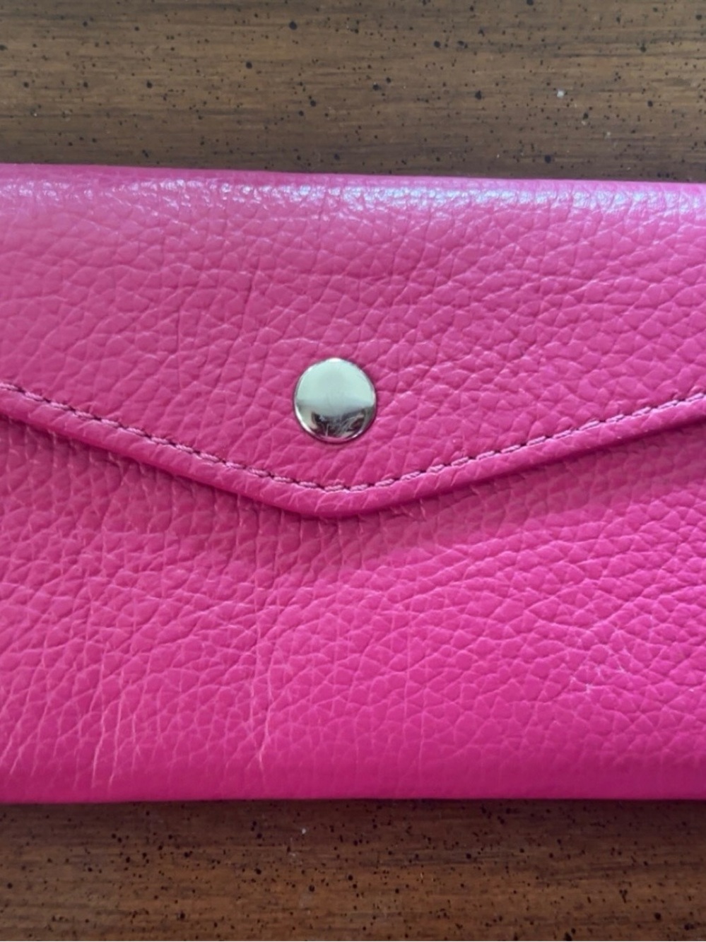 Pink Leather Envelope Wallet - Women Bags